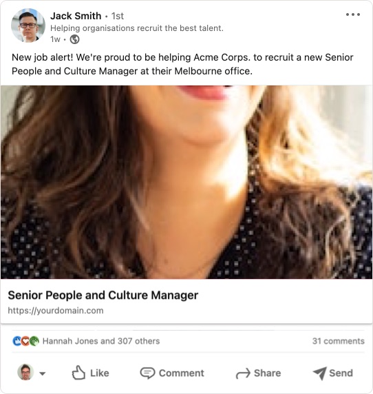 WP Job Manager job shared on LinkedIn with a sub-optimal sharing image